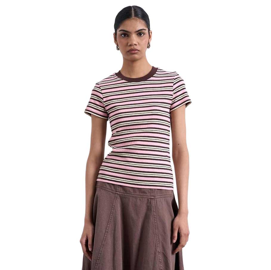 TOPSHOP Sally SS Stripe Rib Short Tee